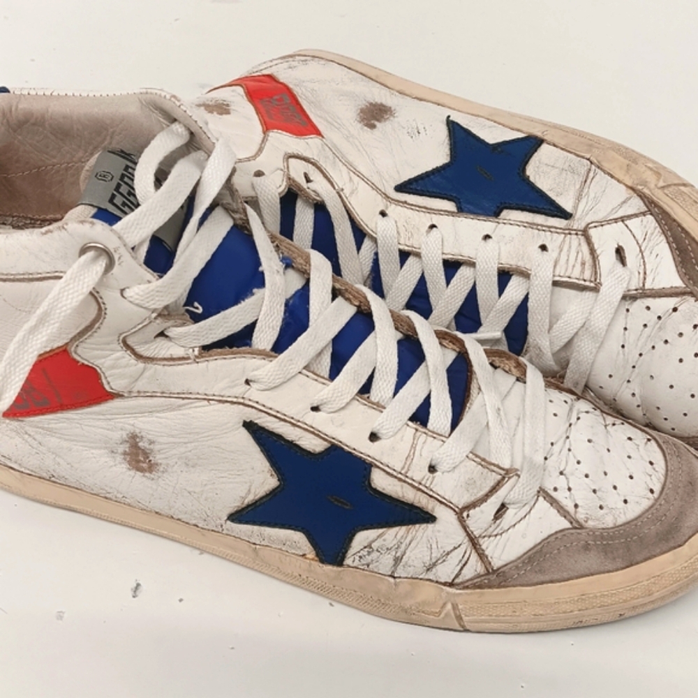 Golden Goose Men's 2.12 Tricolor Distressed Leather Hi-Top Sneakers - EU43/US10 - Picture 6 of 16